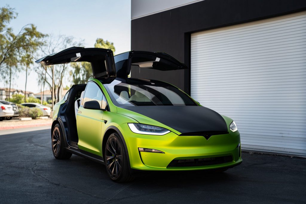 Customized 2022 Lime Green Tesla Model X Plaid | Apex Customs